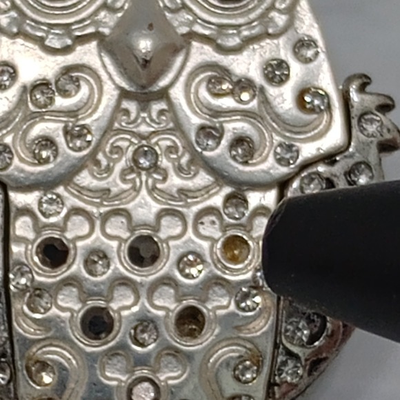 Disney Owl Brooch Rhinestone Silver Tone Crystal Pin Vtg Y2K Collectible Disney - Picture 2 of 9